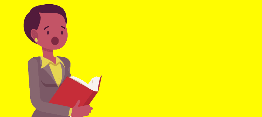 Personal Reflection Image of a teacher talking, holding a book