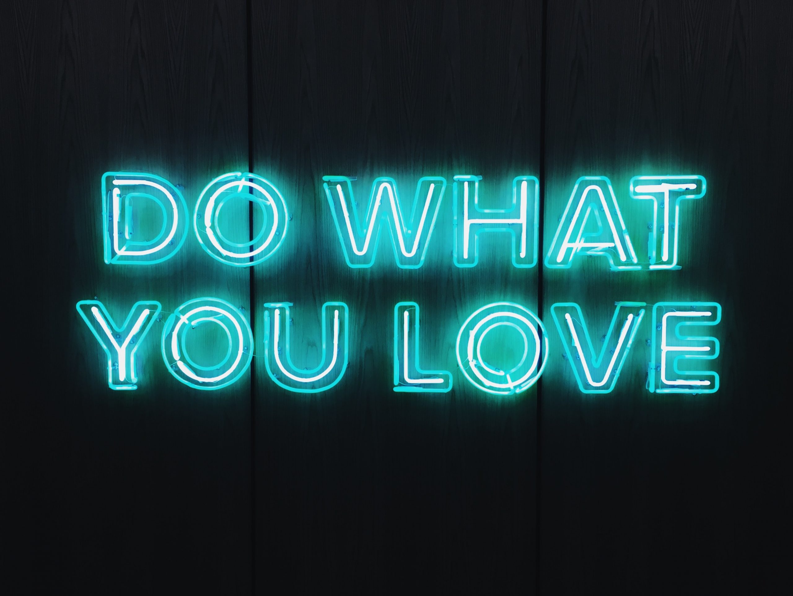 Neon sign, stating "do what you love"